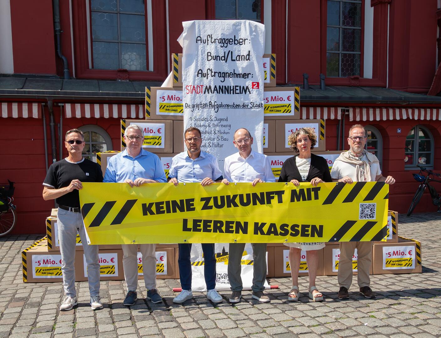 Auch die Stadt Mannheim weist beim bundesweiten Aktionstag "Kommunen am Limit" auf ihre Finanznot hin.
