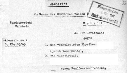 Vergrößerte Ansicht von Urteil Sondergericht