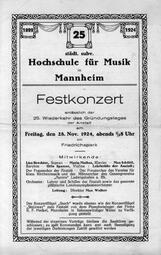 Vergrößerte Ansicht von Programm des Festkonzerts anlässlich der 25. Wiederkehr des Gründungstags