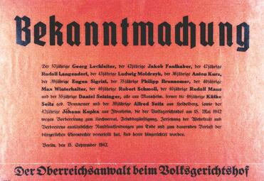 Vergrößerte Ansicht von Hinrichtung Mitgliedern der Widerstandsgruppe um um Georg Lechleiter