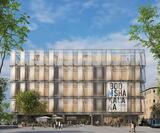 Museum, Forschungsstätte und offener Begegnungsort – der überarbeitete Entwurf gibt weiterhin allen Funktionen des Forums Deutsche Sprache am südlichen Alten Meßplatz in Mannheim Raum (Planungsstand 01/2025)