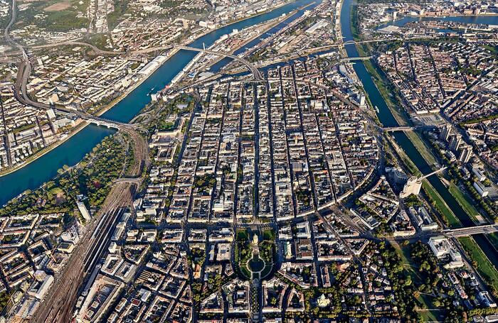 Luftbild Quadrate Rhein Neckar